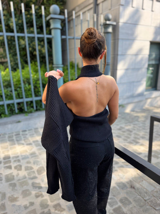 Pull dos nu + manche