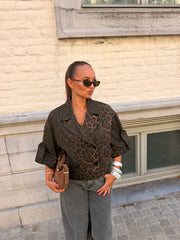 Veste en jeans print léopard