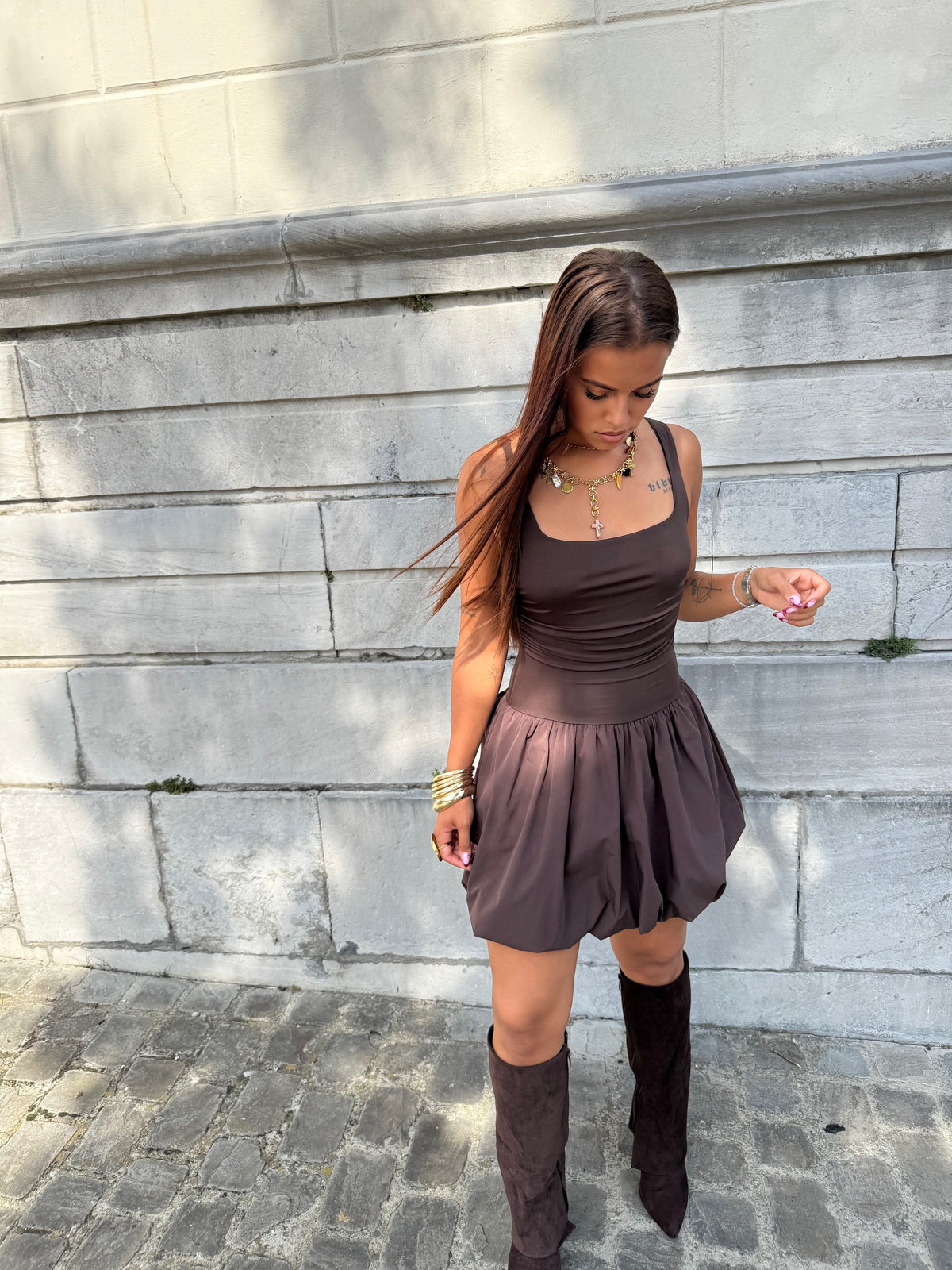 Robe Rynae marron