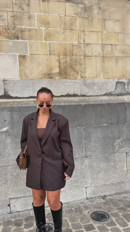 Blazer à strass marron
