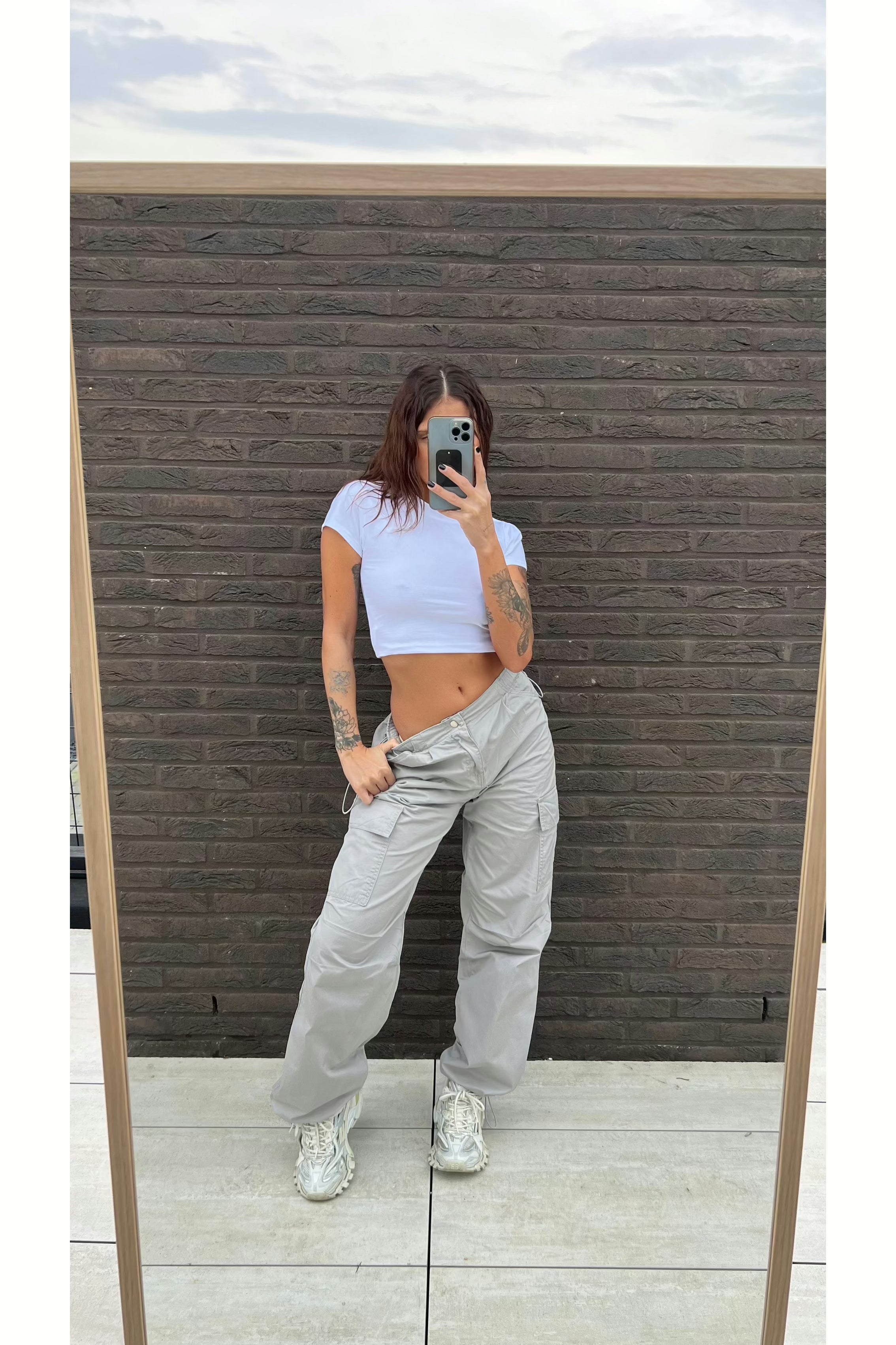 Pantalon cargo Janet gris perle