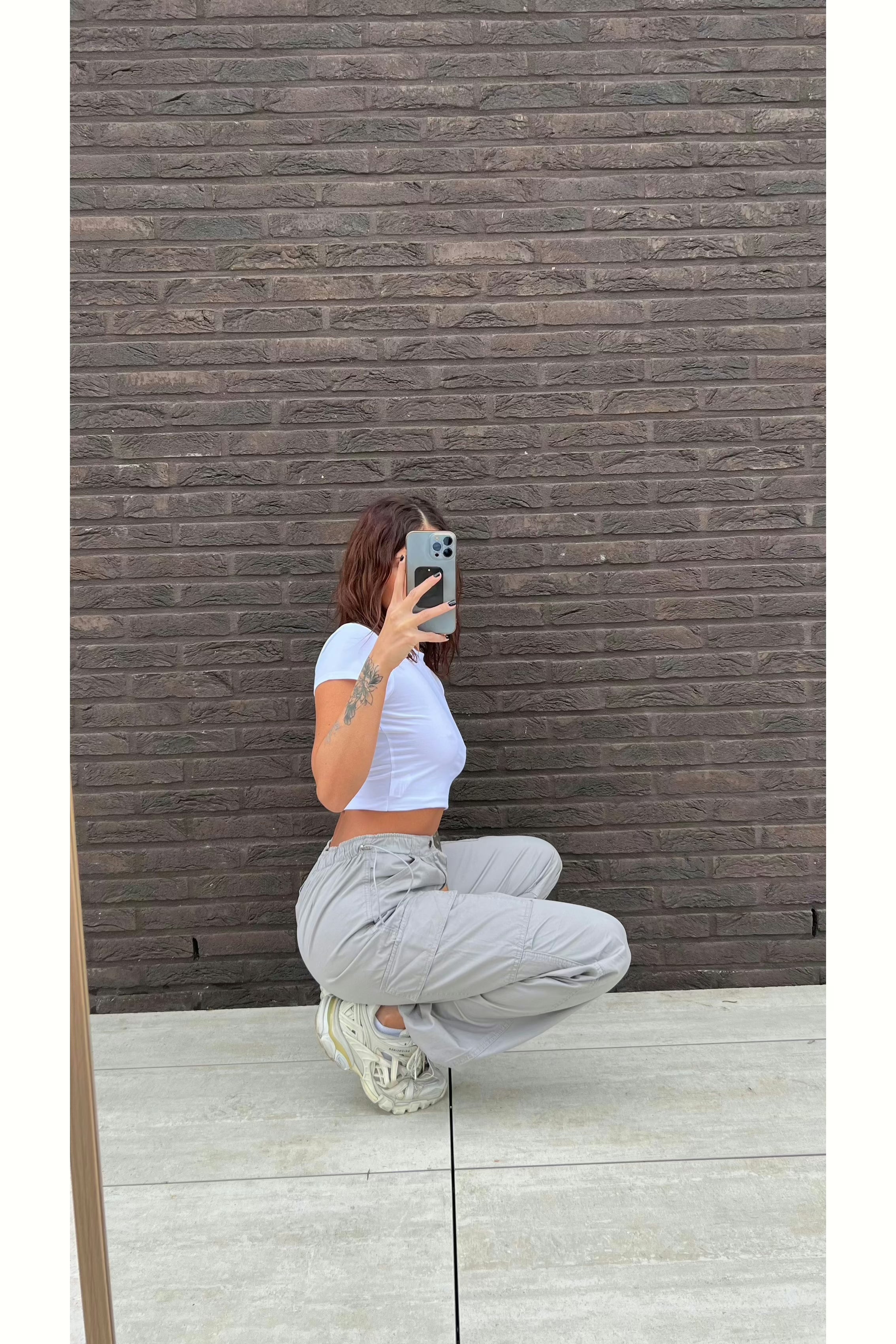 Pantalon cargo Janet gris perle