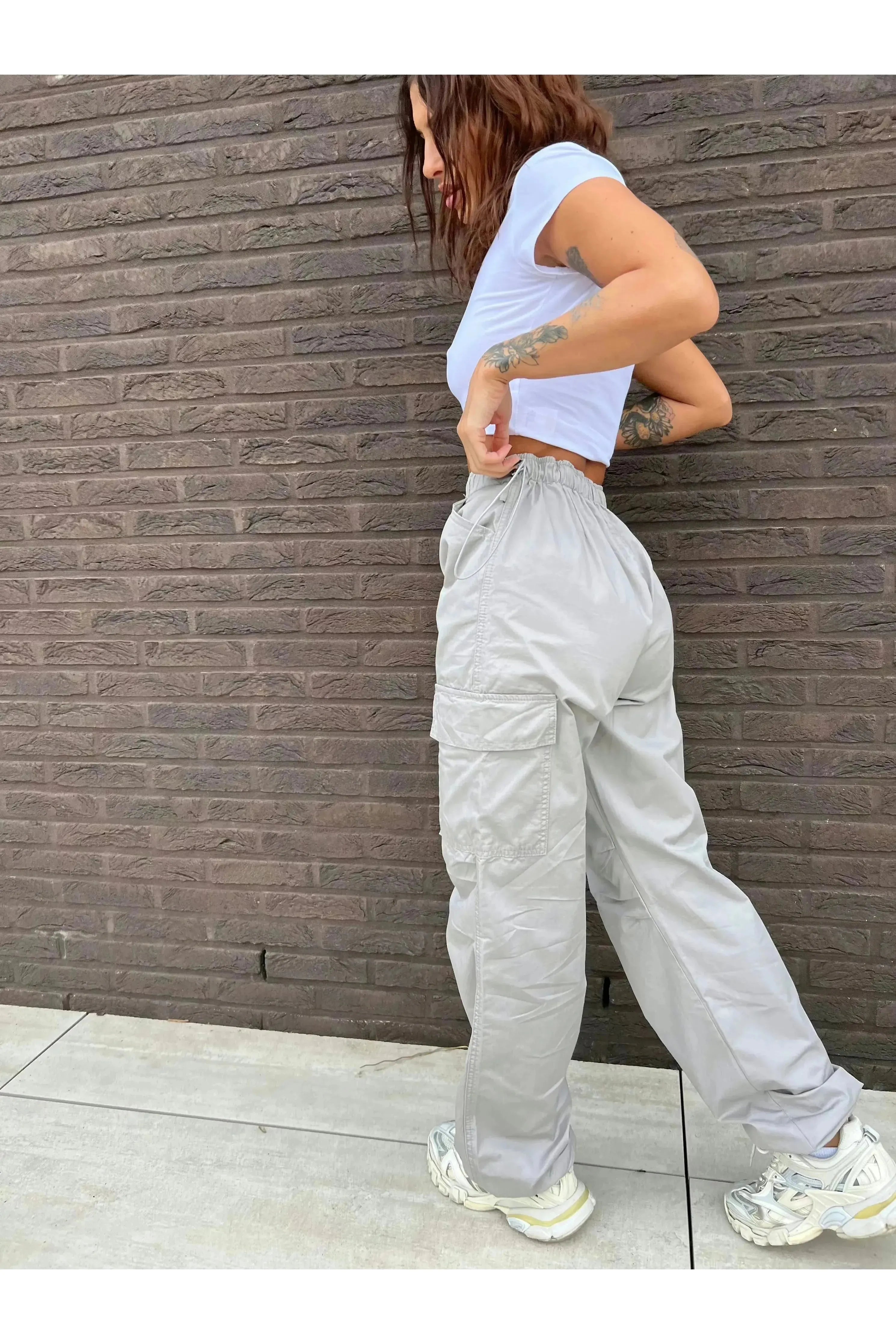 Pantalon cargo Janet gris perle