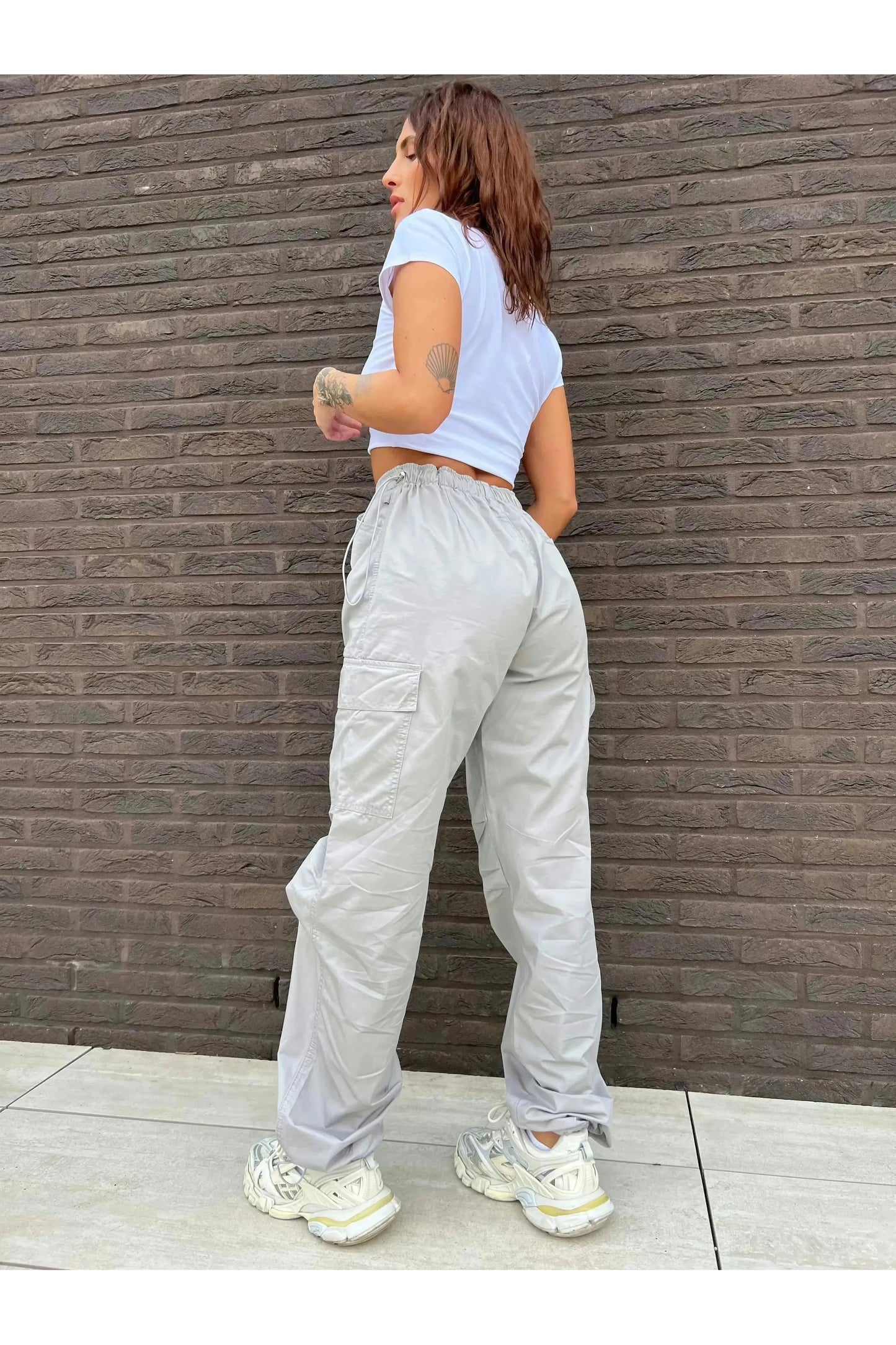 Parelgrijze Janet Cargo-broek