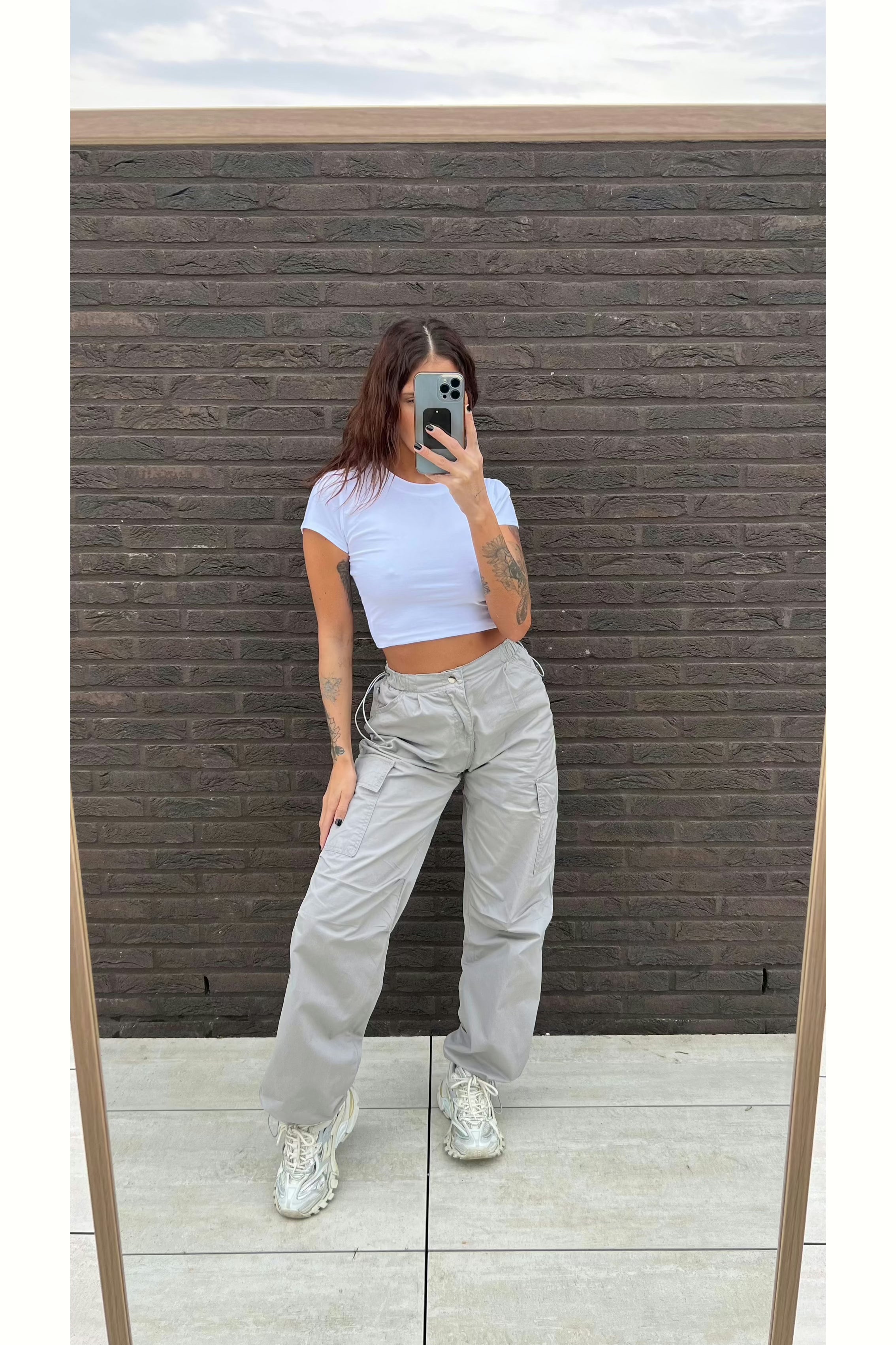 Pantalon cargo Janet gris perle